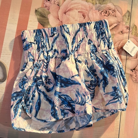 Free People Movement Printed Way Home Shorts Blue/White Combo - Picture 2 of 10